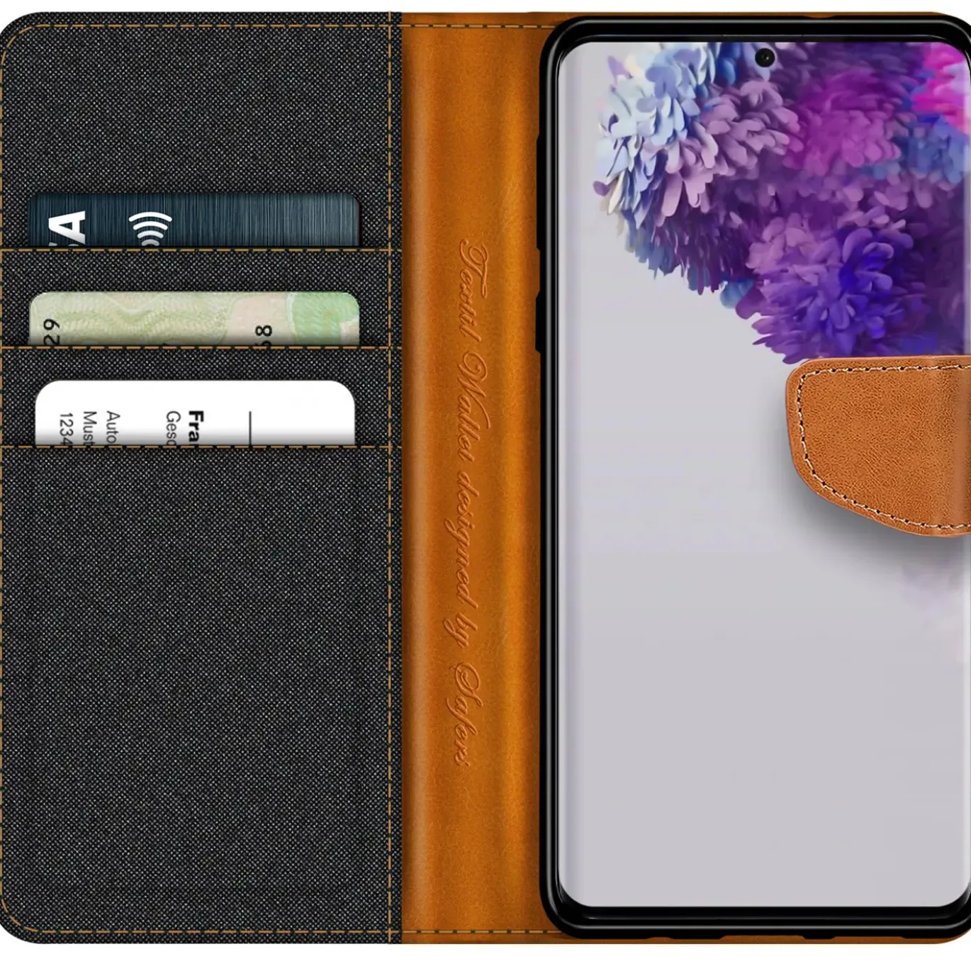 Samsung Galaxy S20 Ultra - Jeanslook Klapphülle mit Kartenfach