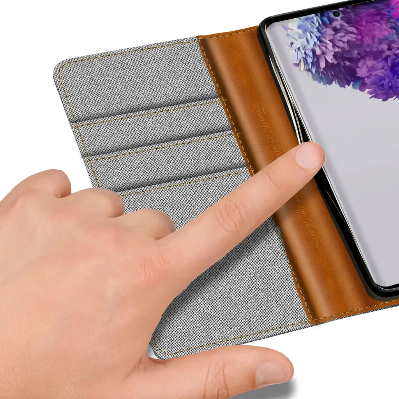 Samsung Galaxy S20 Ultra - Jeanslook Klapphülle mit Kartenfach
