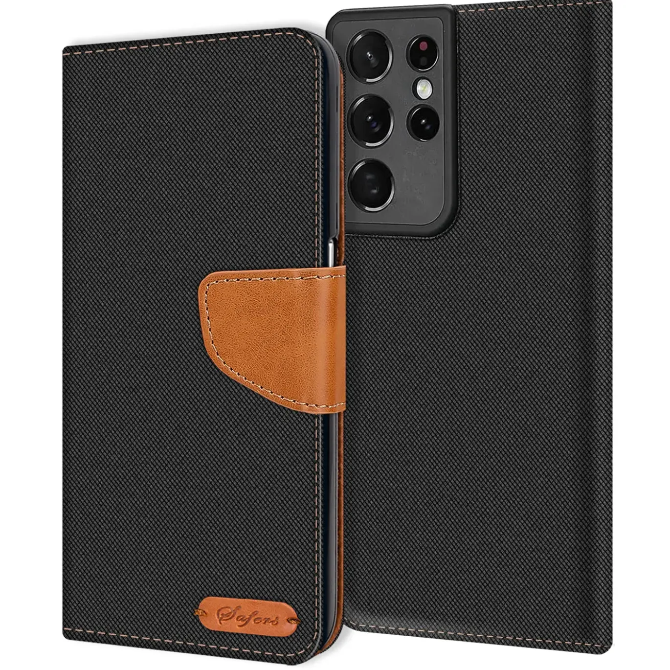 Samsung Galaxy S21 Ultra - Jeanslook Klapphülle mit Kartenfach