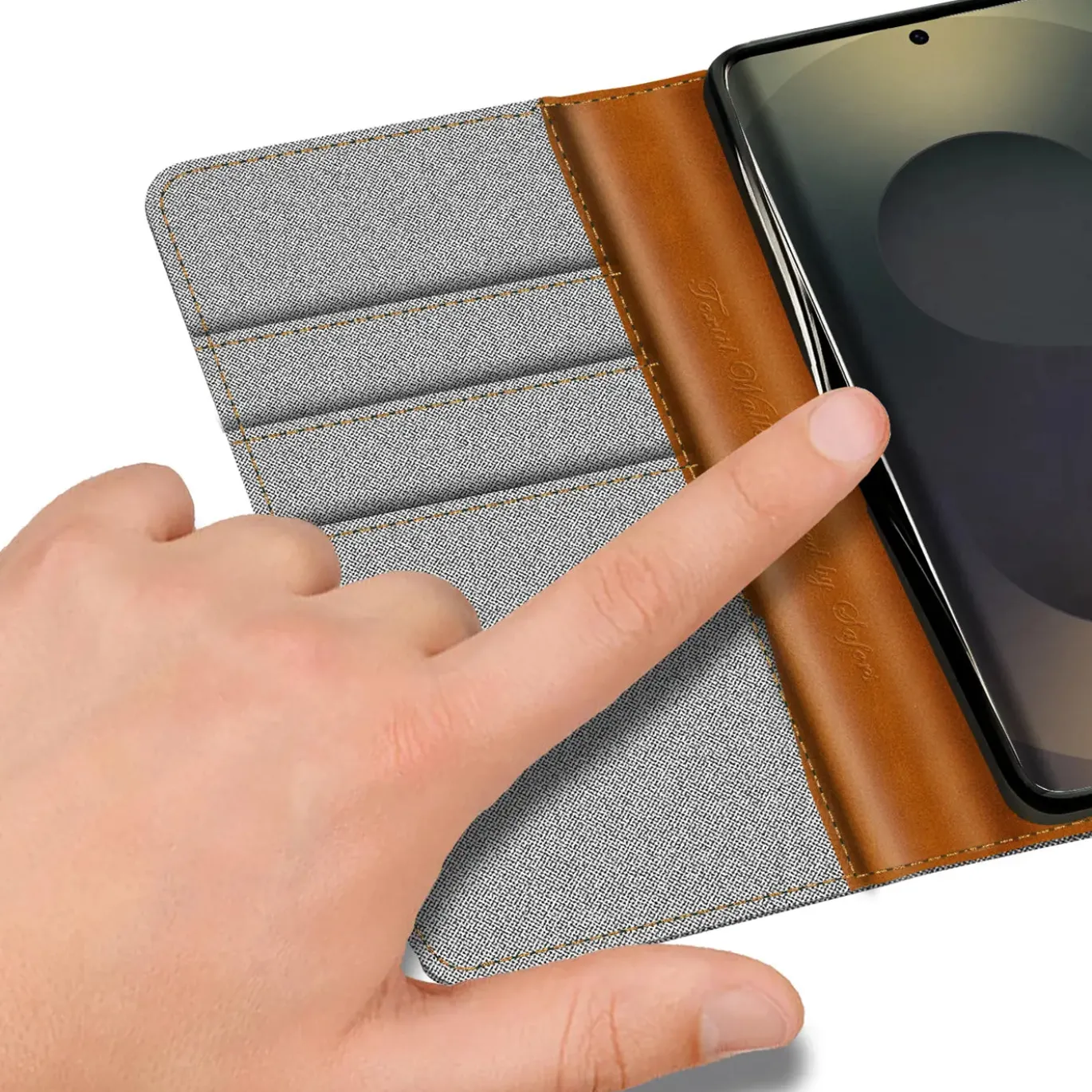 Samsung Galaxy S25 Ultra - Jeanslook Klapphülle mit Kartenfach