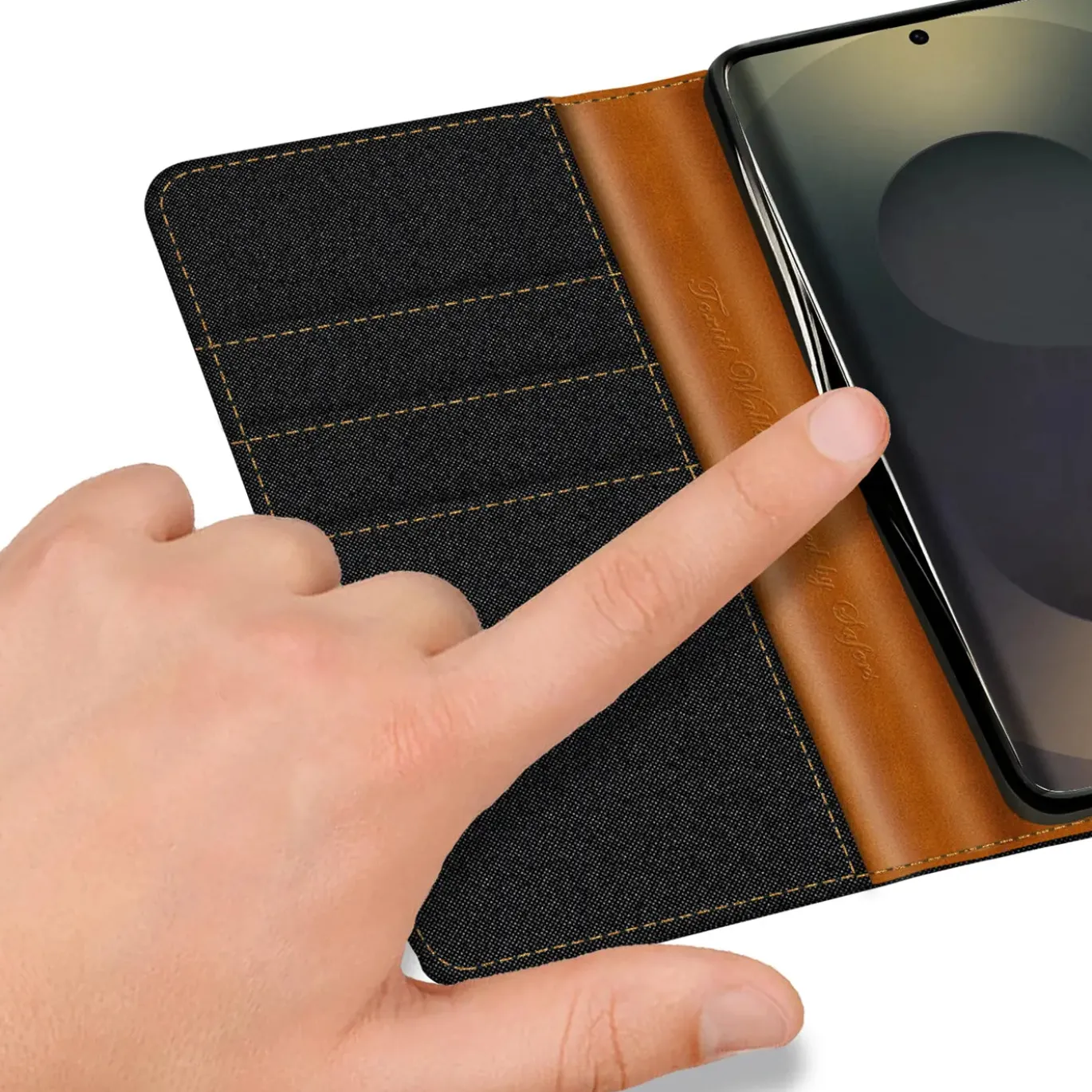 Samsung Galaxy S25 Ultra - Jeanslook Klapphülle mit Kartenfach