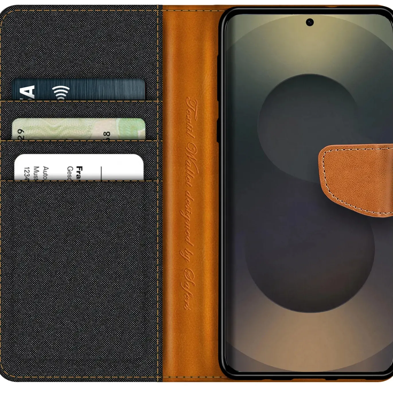 Samsung Galaxy S25 Ultra - Jeanslook Klapphülle mit Kartenfach