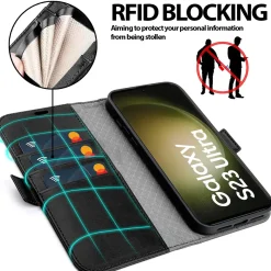 Samsung Galaxy S23 Ultra - Robuste Klapphülle mit RFID Block