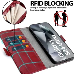 Samsung Galaxy S24 Ultra - Robuste Klapphülle mit RFID Block