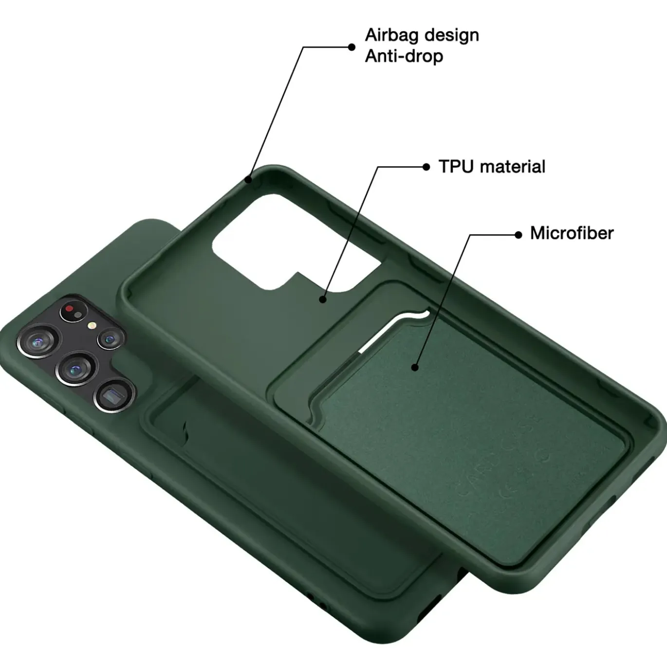 Samsung Galaxy S22 Ultra - Silikonhülle mit Kartenfach & Kameraschutz