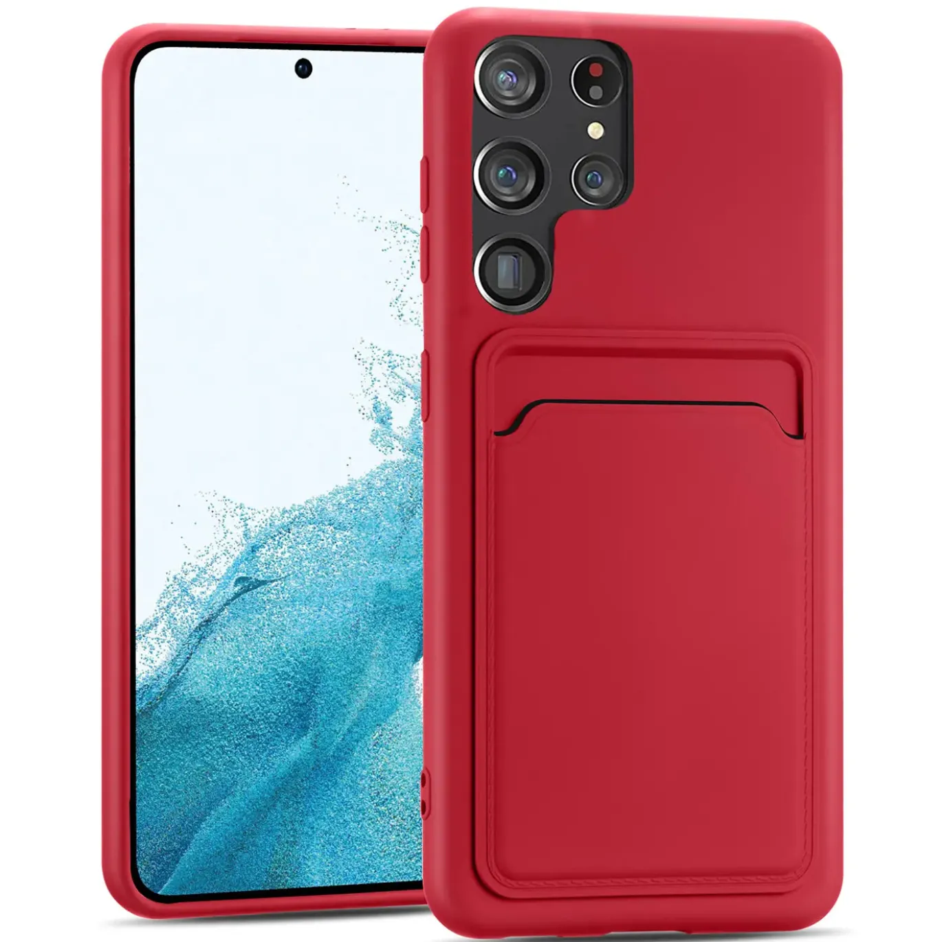Samsung Galaxy S22 Ultra - Silikonhülle mit Kartenfach & Kameraschutz