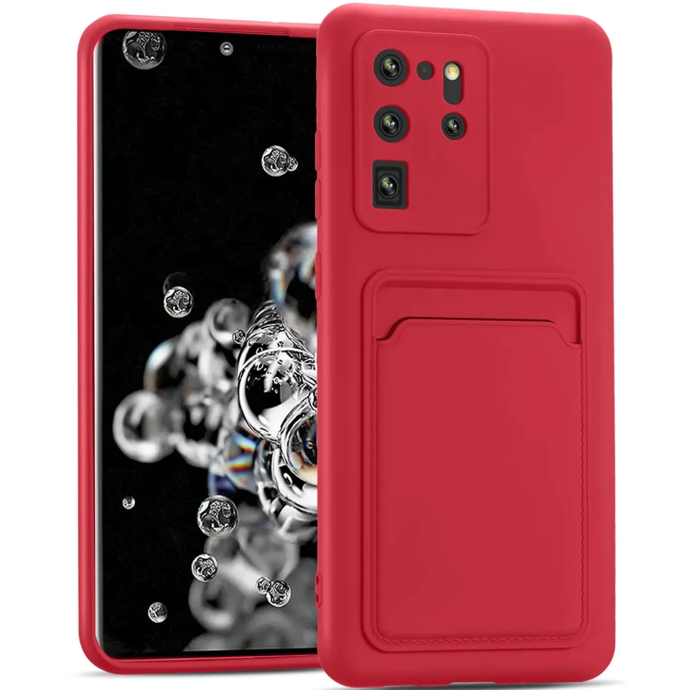 Samsung Galaxy S20 Ultra - Silikonhülle mit Kartenfach & Kameraschutz
