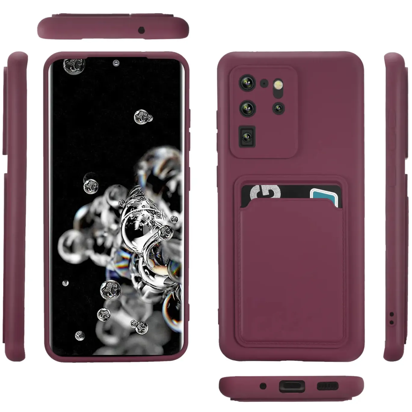 Samsung Galaxy S20 Ultra - Silikonhülle mit Kartenfach & Kameraschutz