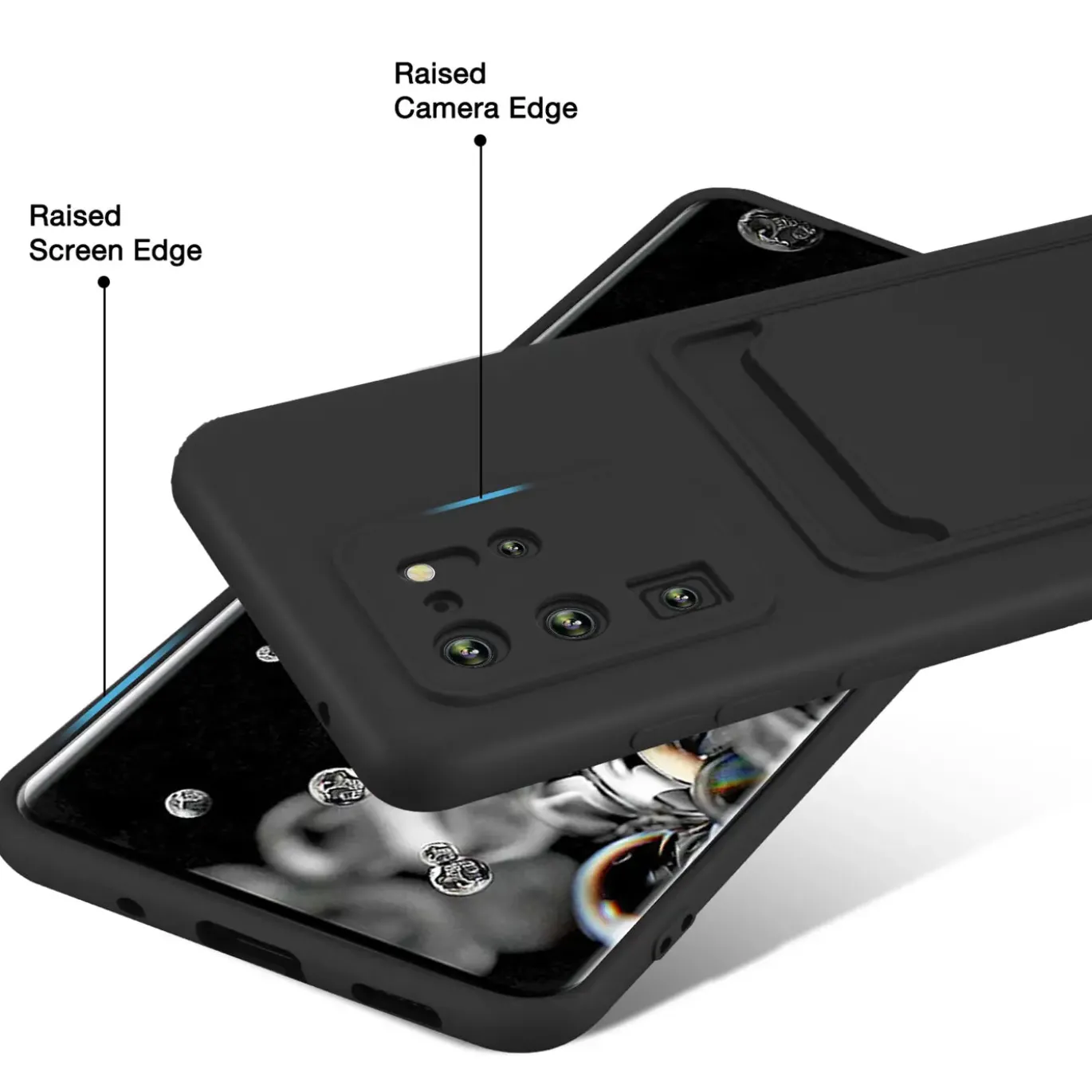 Samsung Galaxy S20 Ultra - Silikonhülle mit Kartenfach & Kameraschutz
