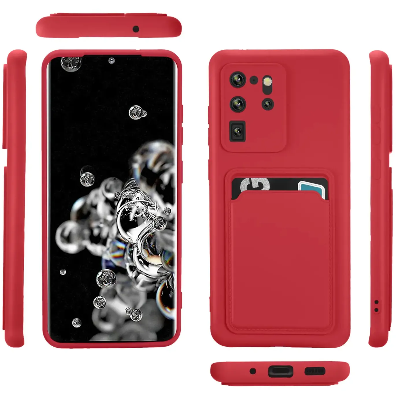 Samsung Galaxy S20 Ultra - Silikonhülle mit Kartenfach & Kameraschutz