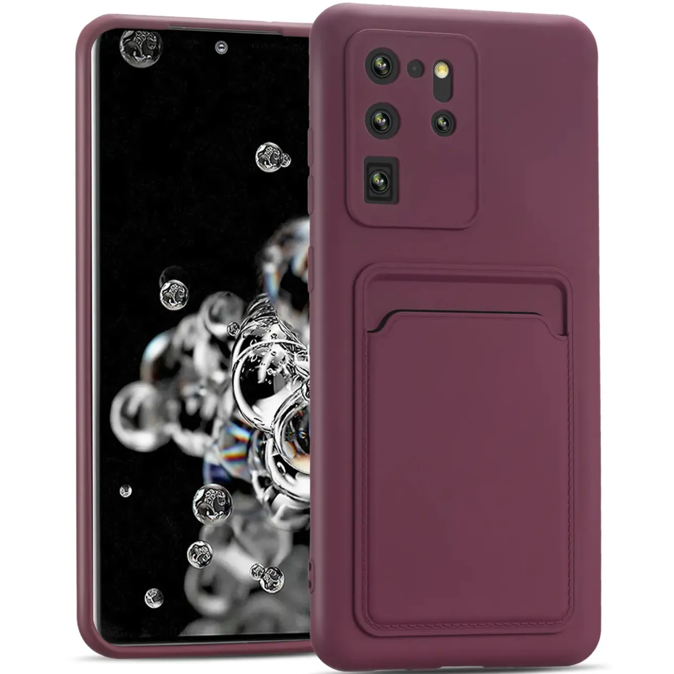 Samsung Galaxy S20 Ultra - Silikonhülle mit Kartenfach & Kameraschutz