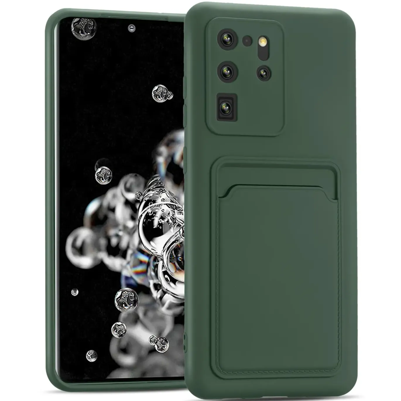 Samsung Galaxy S20 Ultra - Silikonhülle mit Kartenfach & Kameraschutz