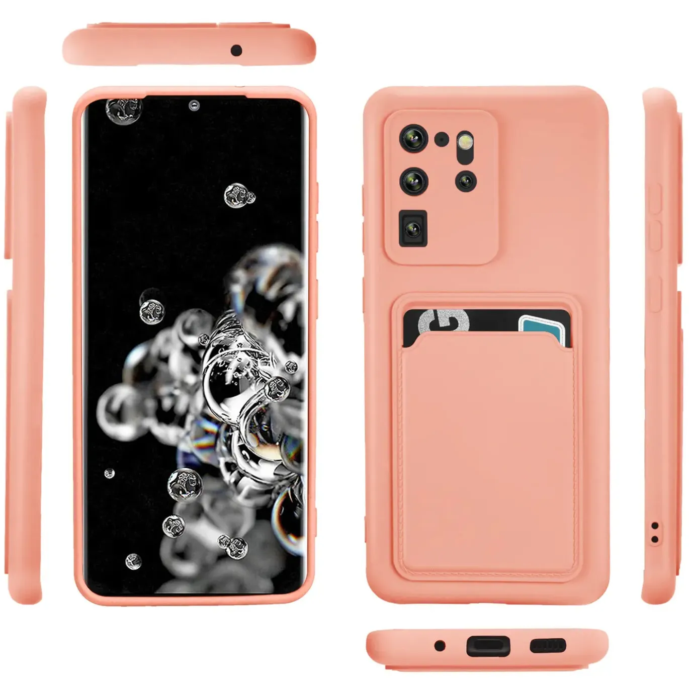Samsung Galaxy S20 Ultra - Silikonhülle mit Kartenfach & Kameraschutz