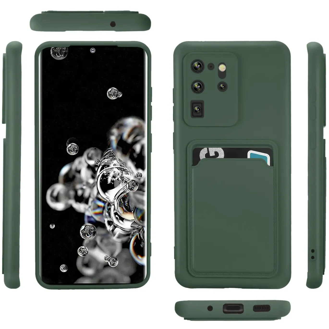 Samsung Galaxy S20 Ultra - Silikonhülle mit Kartenfach & Kameraschutz