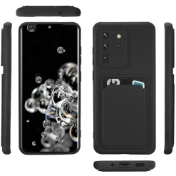 Samsung Galaxy S20 Ultra - Silikonhülle mit Kartenfach & Kameraschutz