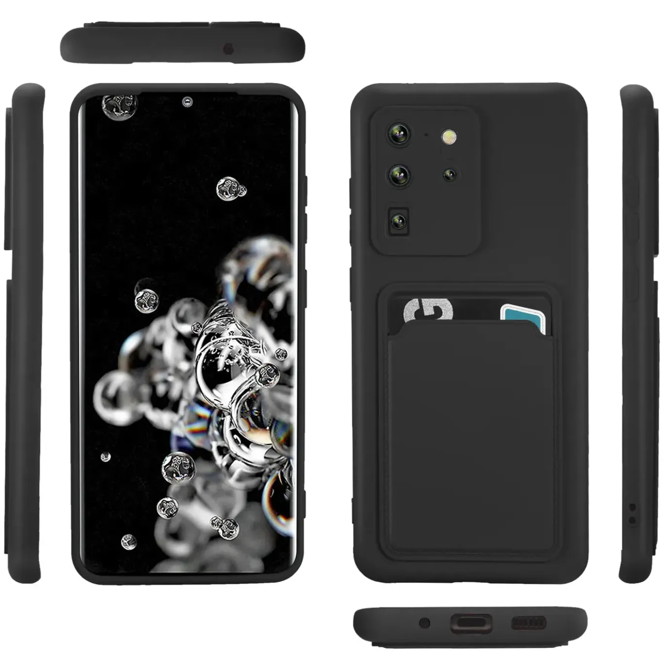 Samsung Galaxy S20 Ultra - Silikonhülle mit Kartenfach & Kameraschutz