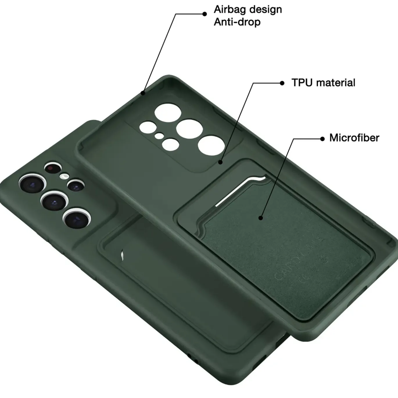 Samsung Galaxy S21 Ultra - Silikonhülle mit Kartenfach & Kameraschutz
