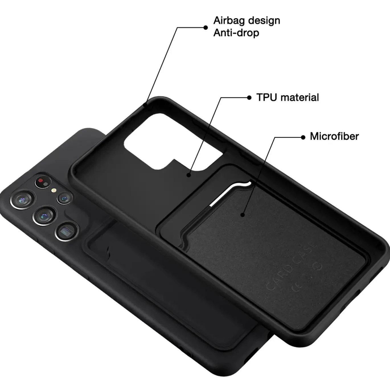 Samsung Galaxy S24 Ultra - Silikonhülle mit Kartenfach & Kameraschutz