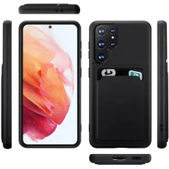 Samsung Galaxy S24 Ultra - Silikonhülle mit Kartenfach & Kameraschutz