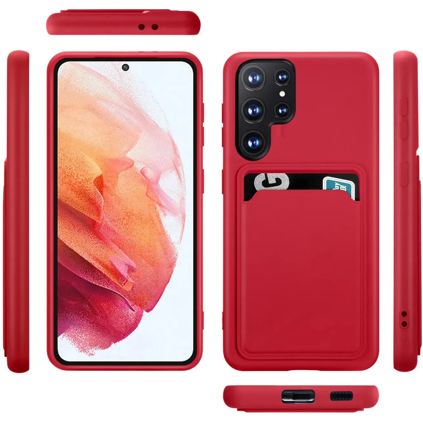 Samsung Galaxy S24 Ultra - Silikonhülle mit Kartenfach & Kameraschutz