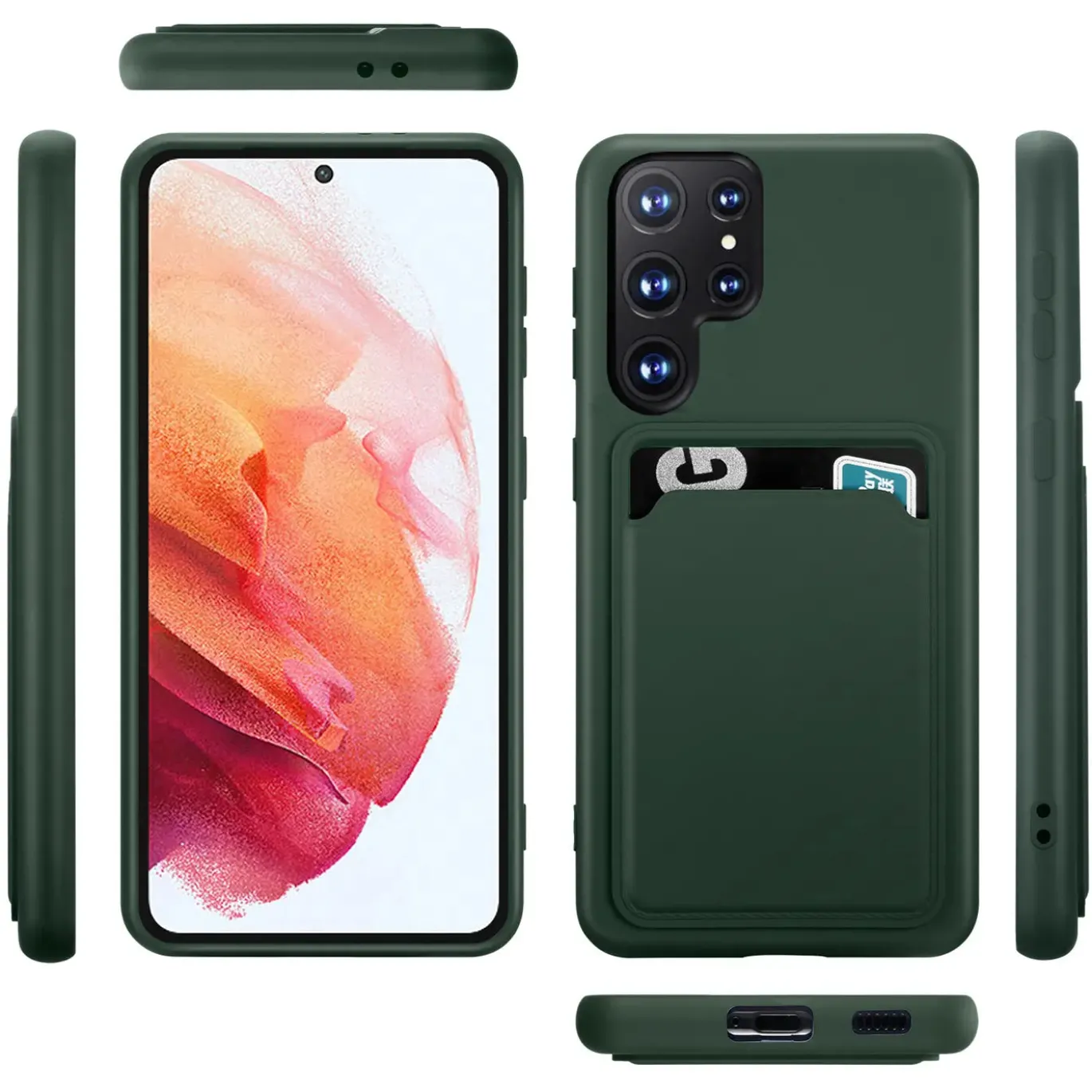 Samsung Galaxy S24 Ultra - Silikonhülle mit Kartenfach & Kameraschutz
