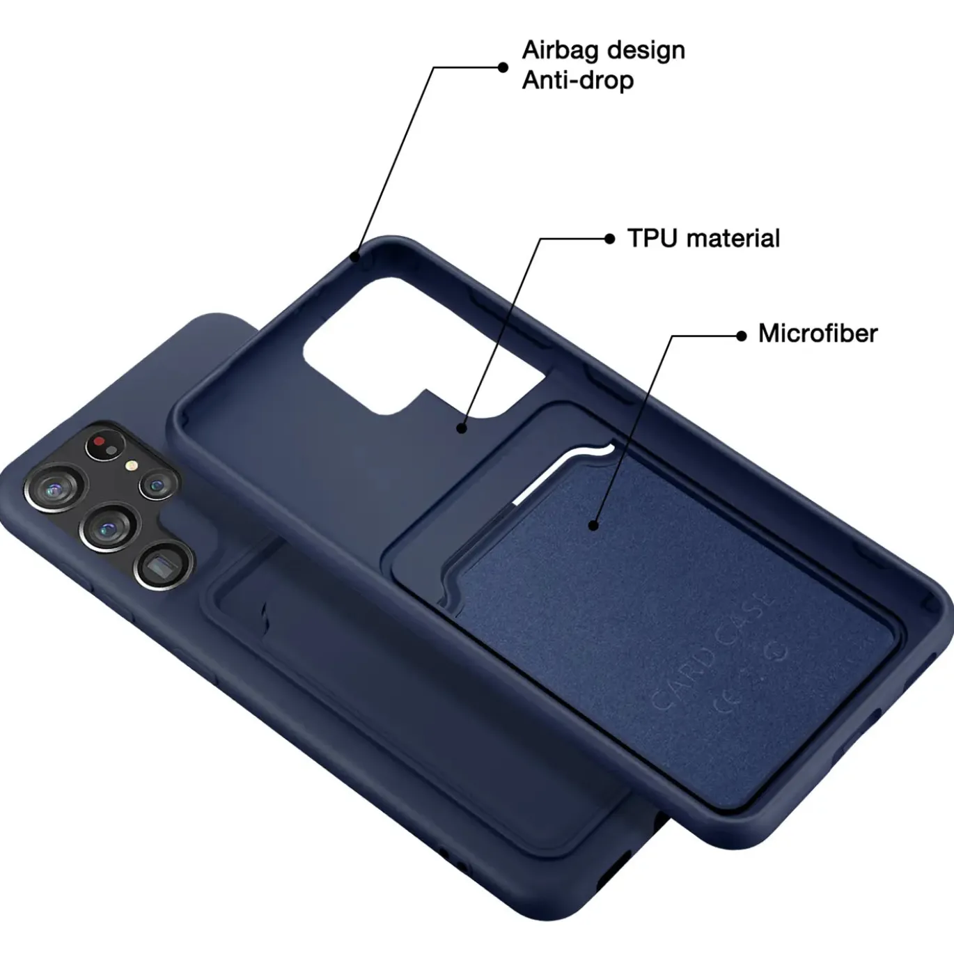 Samsung Galaxy S23 Ultra - Silikonhülle mit Kartenfach & Kameraschutz