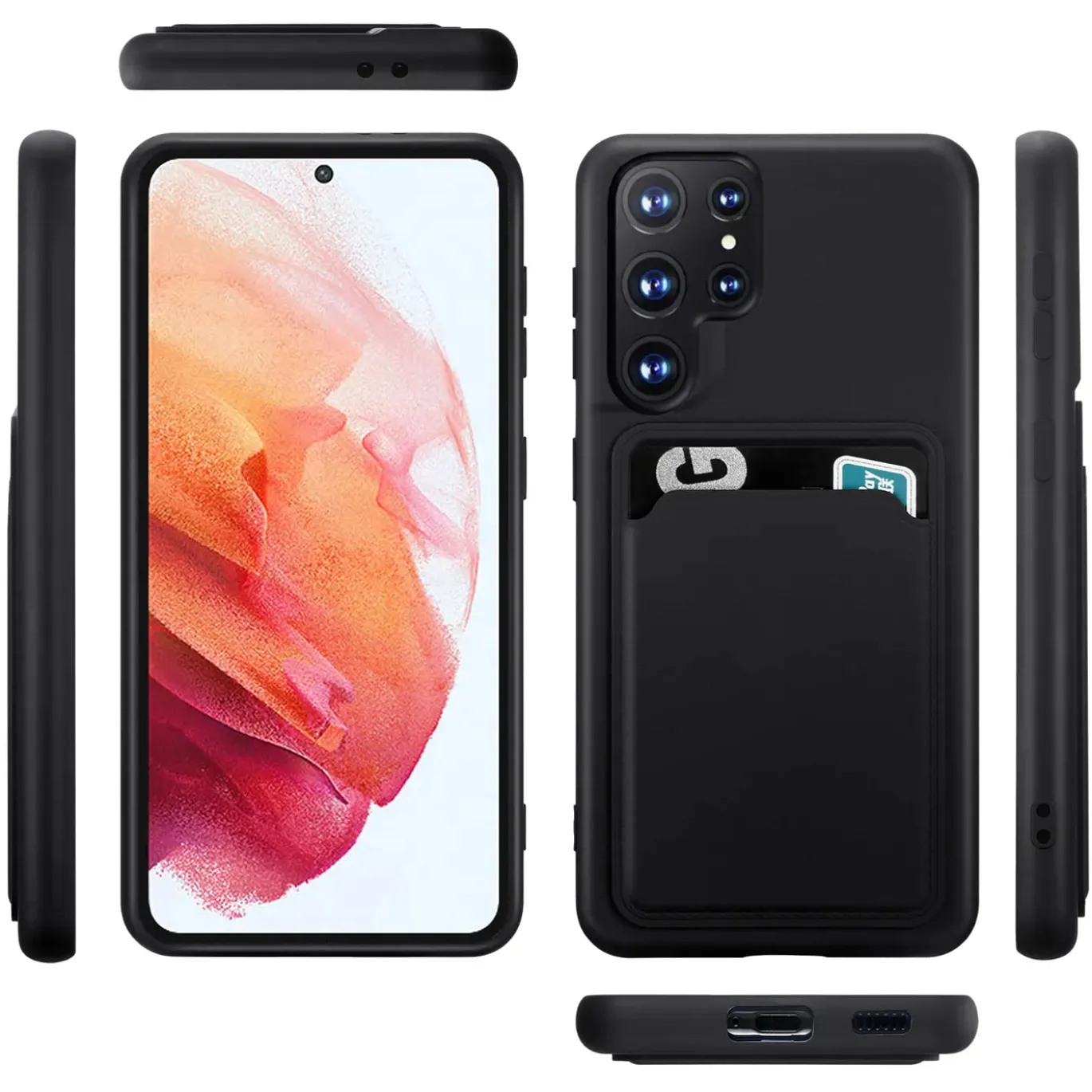 Samsung Galaxy S23 Ultra - Silikonhülle mit Kartenfach & Kameraschutz