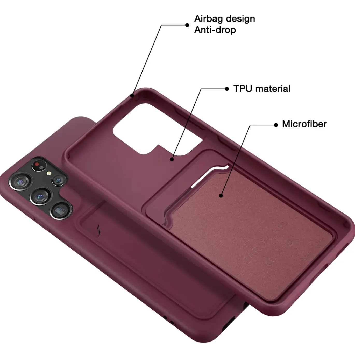 Samsung Galaxy S23 Ultra - Silikonhülle mit Kartenfach & Kameraschutz