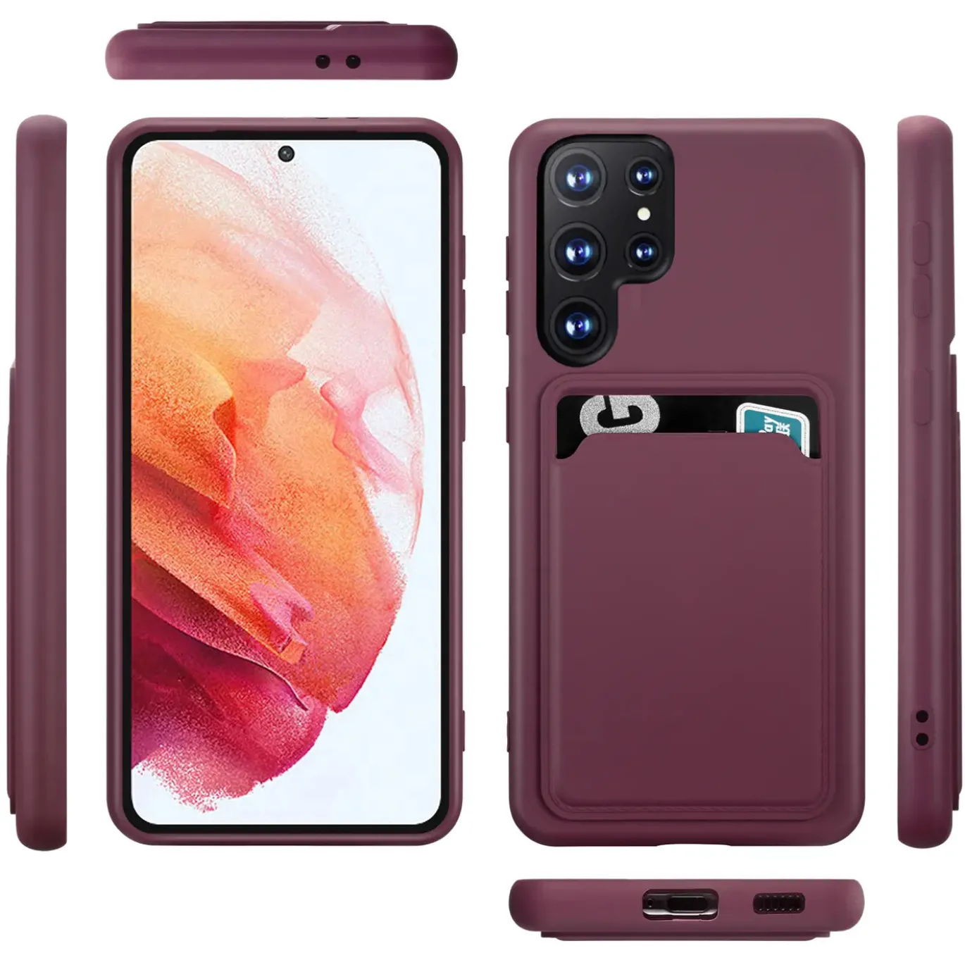 Samsung Galaxy S23 Ultra - Silikonhülle mit Kartenfach & Kameraschutz