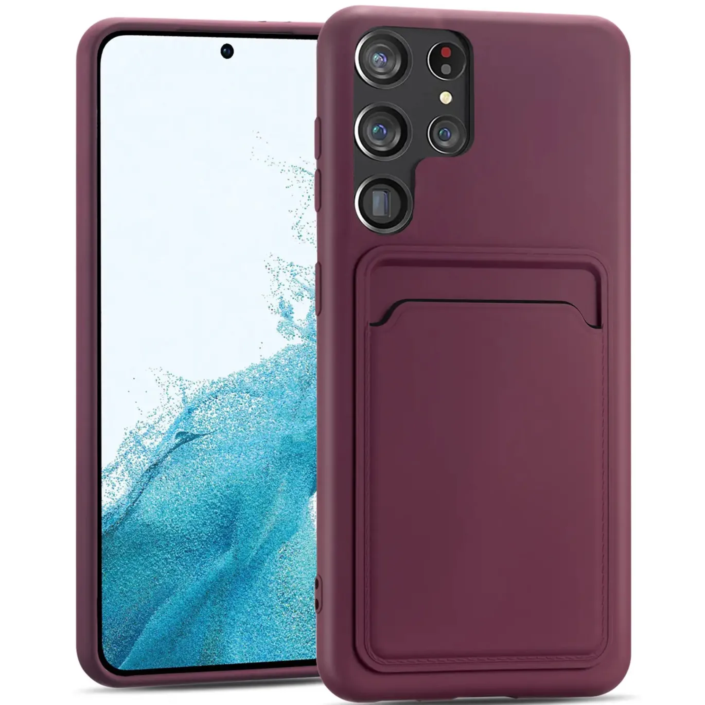Samsung Galaxy S23 Ultra - Silikonhülle mit Kartenfach & Kameraschutz