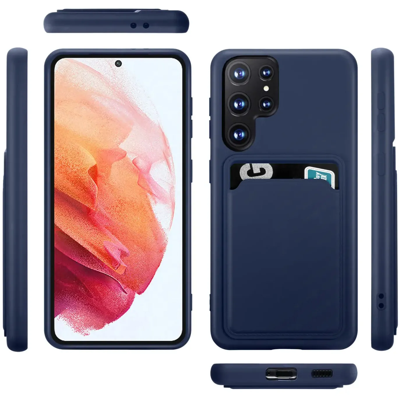 Samsung Galaxy S23 Ultra - Silikonhülle mit Kartenfach & Kameraschutz
