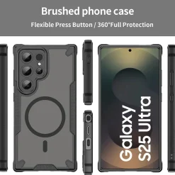 Samsung Galaxy S25 Ultra - Stoßfestes MagSafe Case in Schwarz mit halbtransparenter Rückseite