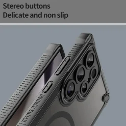 Samsung Galaxy S25 Ultra - Stoßfestes MagSafe Case in Schwarz mit halbtransparenter Rückseite