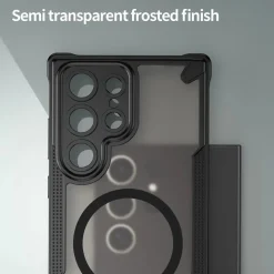 Samsung Galaxy S25 Ultra - Stoßfestes MagSafe Case in Schwarz mit halbtransparenter Rückseite
