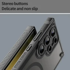 Samsung Galaxy S23 Ultra - Stoßfestes MagSafe Case in Schwarz mit halbtransparenter Rückseite