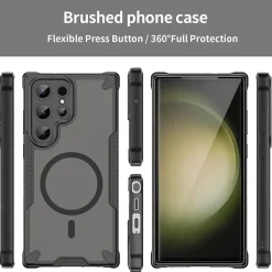 Samsung Galaxy S23 Ultra - Stoßfestes MagSafe Case in Schwarz mit halbtransparenter Rückseite
