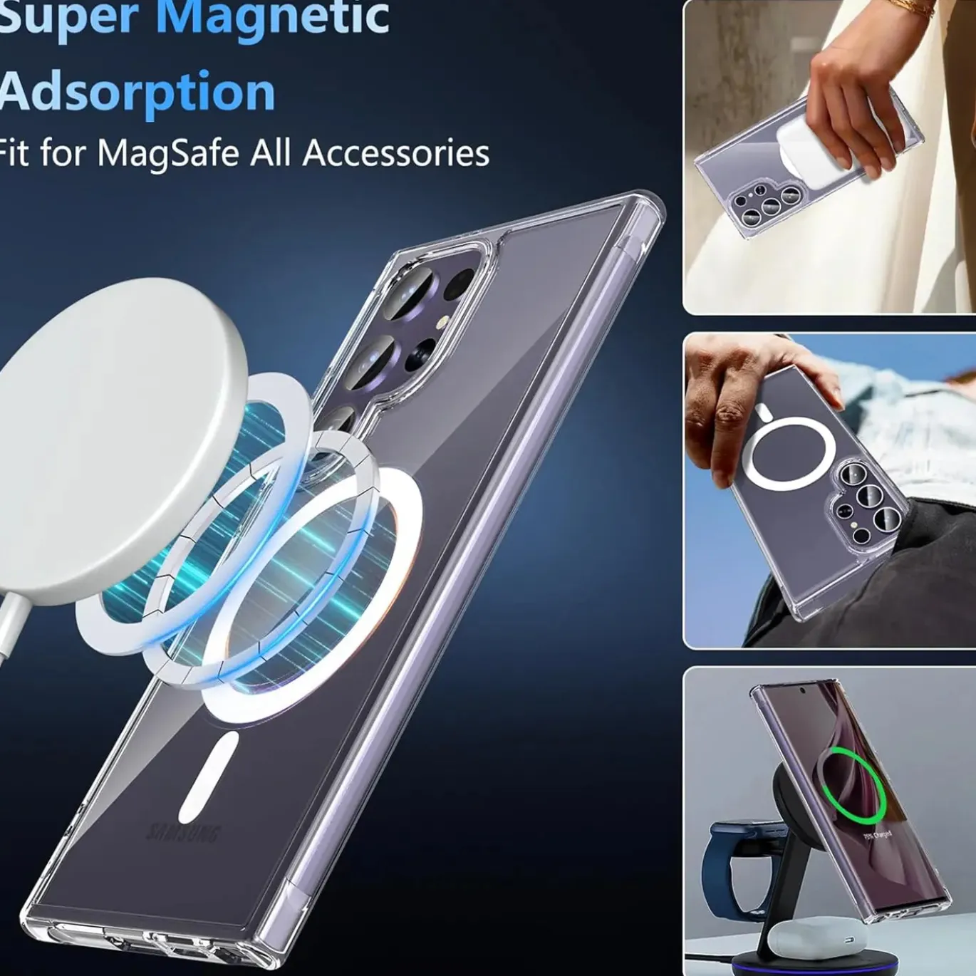 Samsung Galaxy S24 Ultra - Transparente MagSafe Silikonhülle