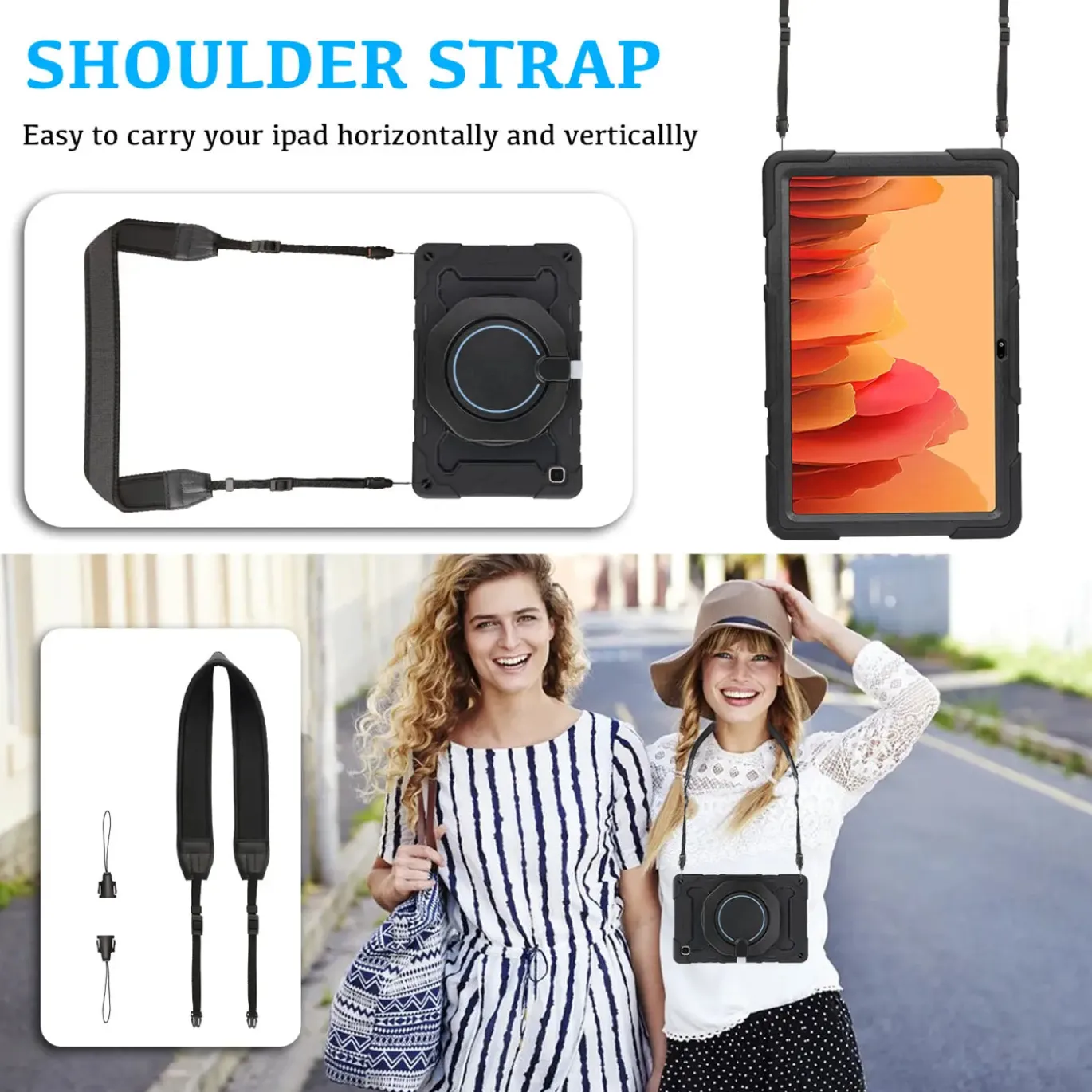 Samsung Galaxy Tab A7 Lite 8.7 - Armor Case mit Ständer & Schultergurt
