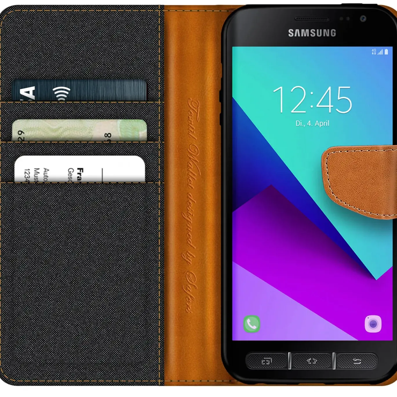 Samsung Galaxy Xcover 4 - Jeanslook Klapphülle mit Kartenfach