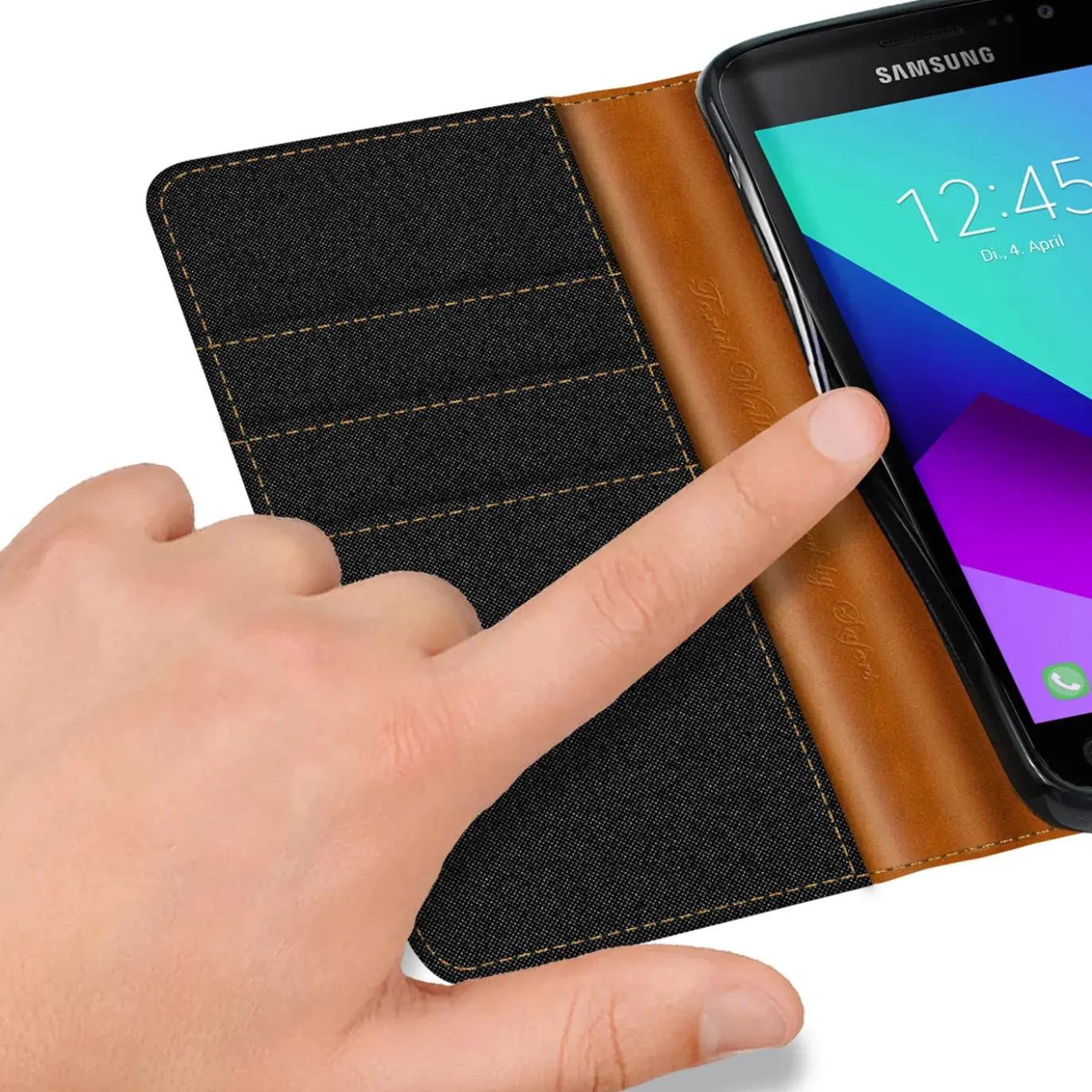 Samsung Galaxy Xcover 4 - Jeanslook Klapphülle mit Kartenfach