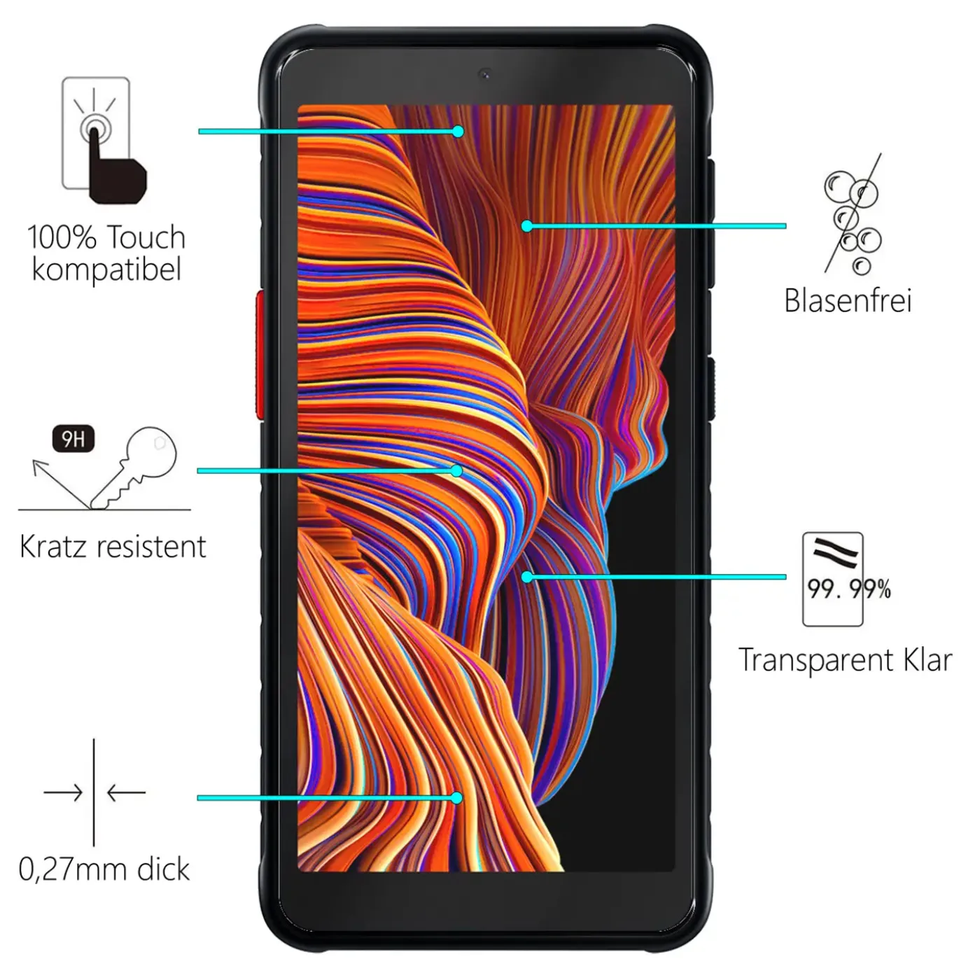 Samsung Galaxy XCover 5 - 2x 9H Panzer Glasfolie, Displayfolie