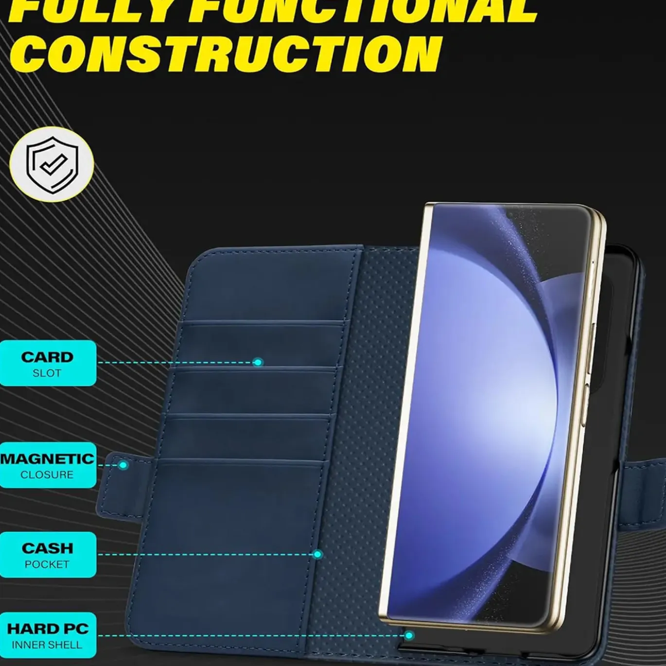 Samsung Galaxy Z FOLD 6 - Robuste Klapphülle mit RFID Block