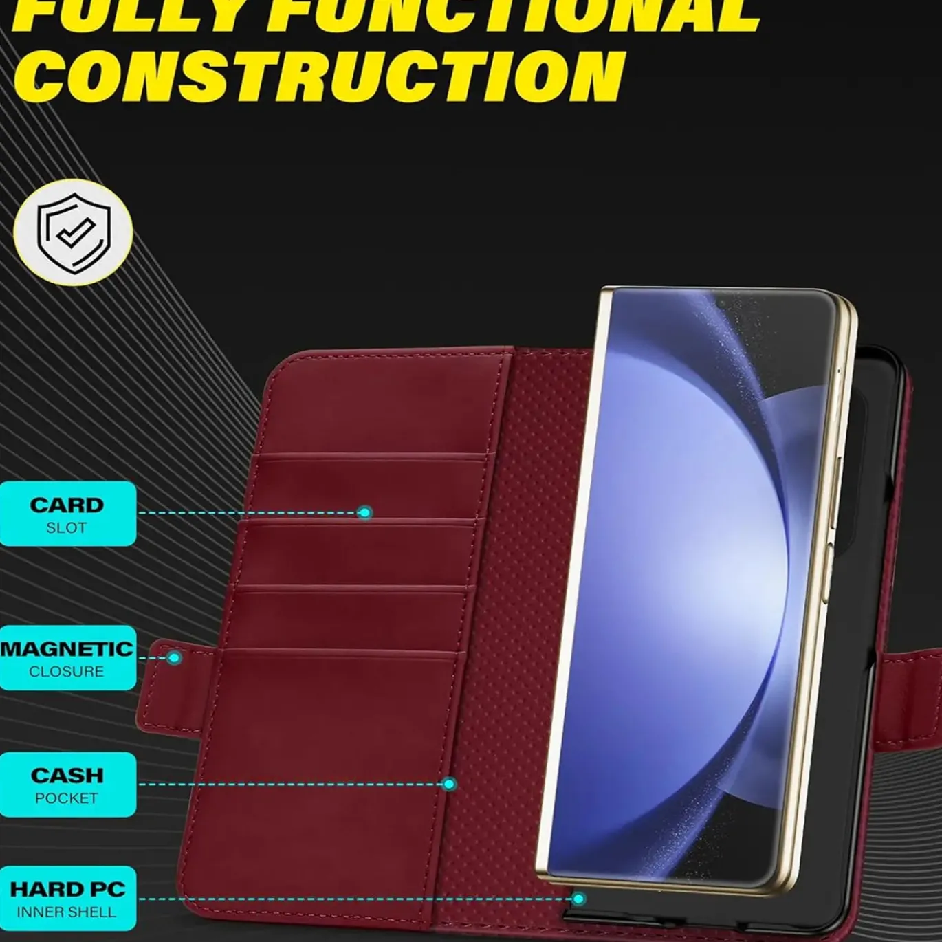Samsung Galaxy Z FOLD 7 - Robuste Klapphülle mit RFID Block