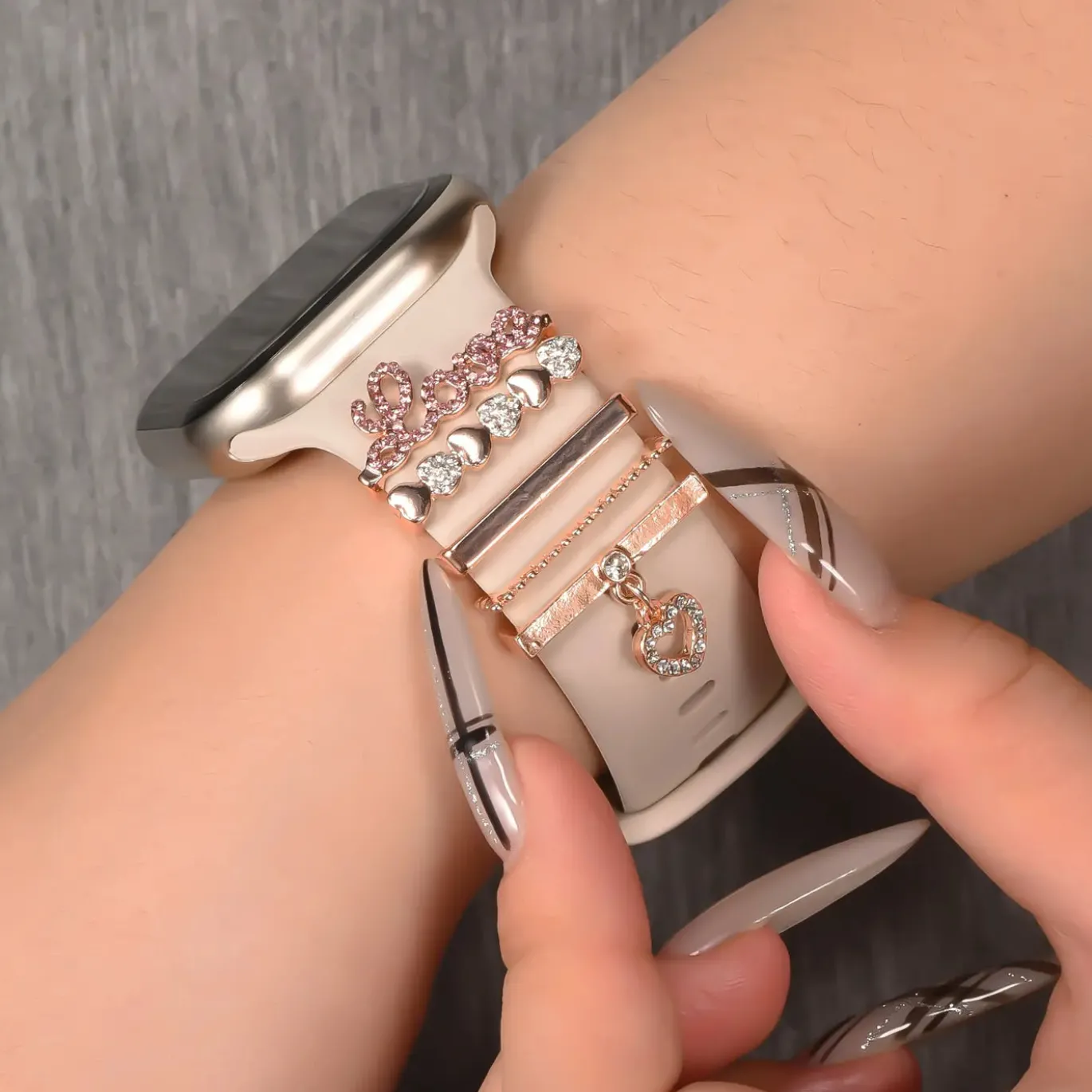 Smartwatch Armbandschmuck Set mit Charms & Deko-Ringen