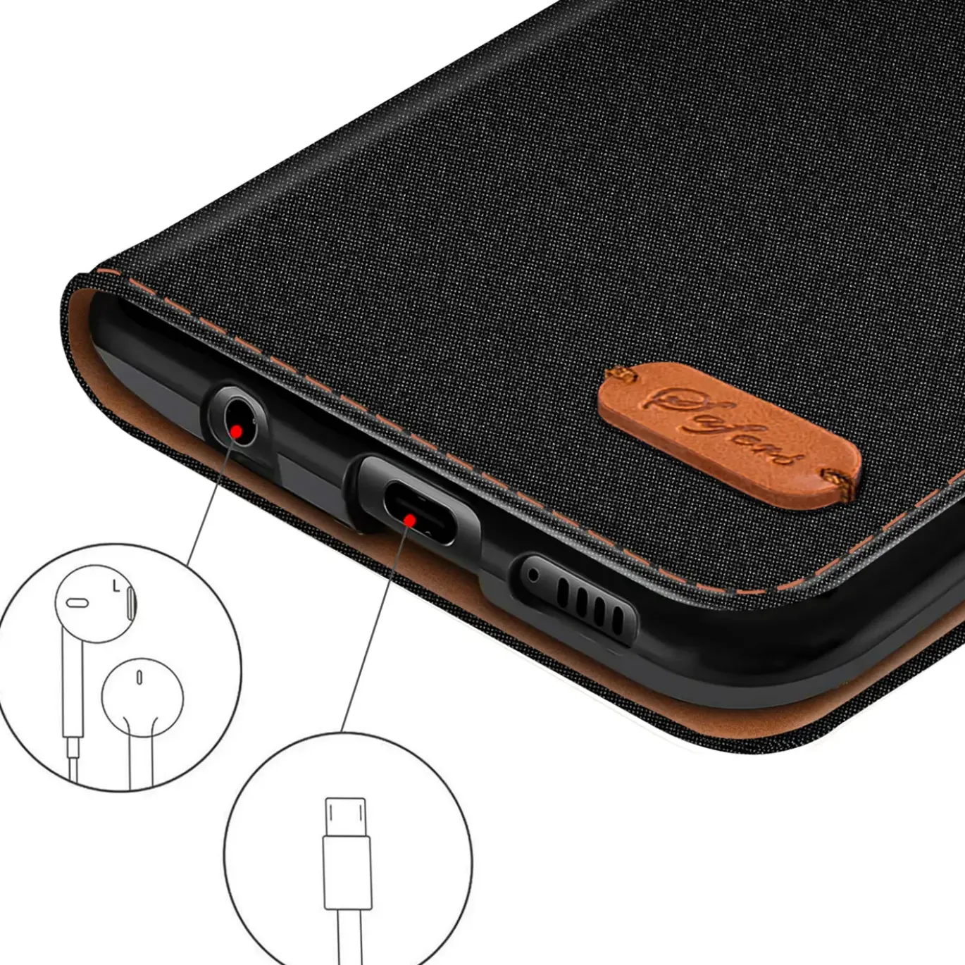 Textil Klapphülle für Samsung Galaxy S26 - Case im Jeanslook mit Kartenfächern