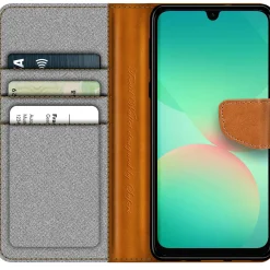 Textil Klapphülle für Samsung Galaxy A27 5G - Case im Jeanslook mit Kartenfächern