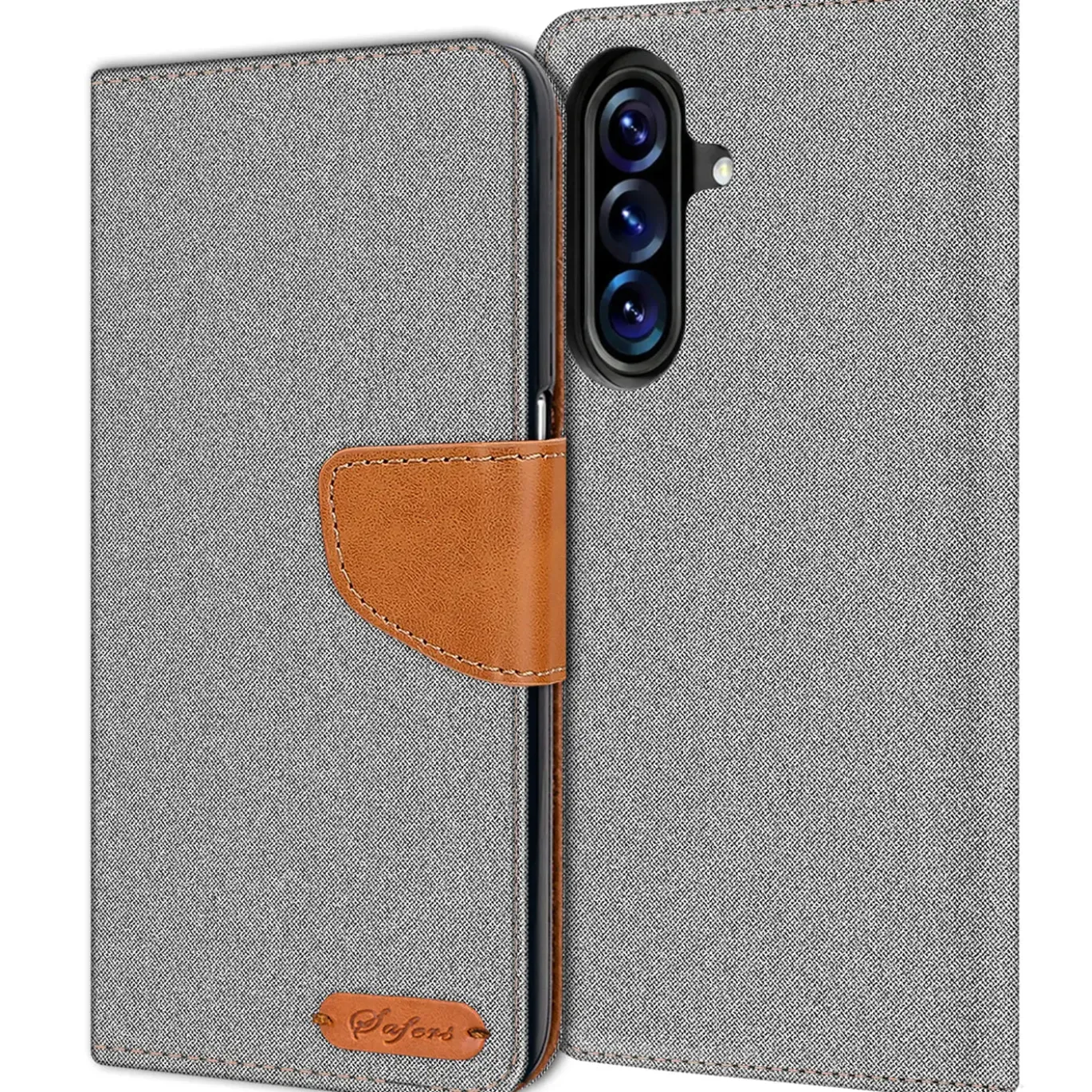 Textil Klapphülle für Samsung Galaxy A27 5G - Case im Jeanslook mit Kartenfächern