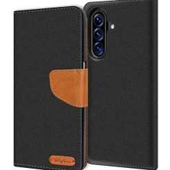 Textil Klapphülle für Samsung Galaxy A27 5G - Case im Jeanslook mit Kartenfächern