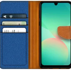 Textil Klapphülle für Samsung Galaxy A27 5G - Case im Jeanslook mit Kartenfächern