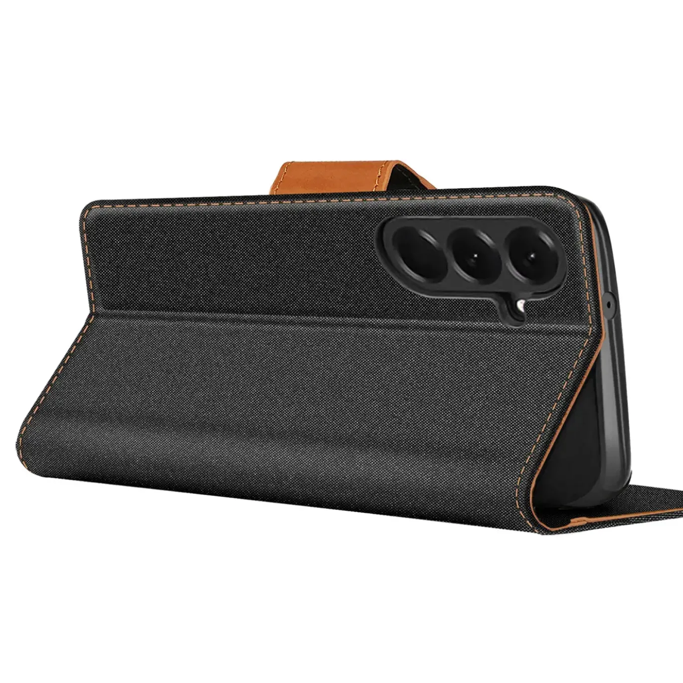 Textil Klapphülle für Samsung Galaxy A57 5G - Case im Jeanslook mit Kartenfächern